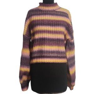 Rue21 Striped Knit Cropped Sweater - Sice Large - Purple/Yellow